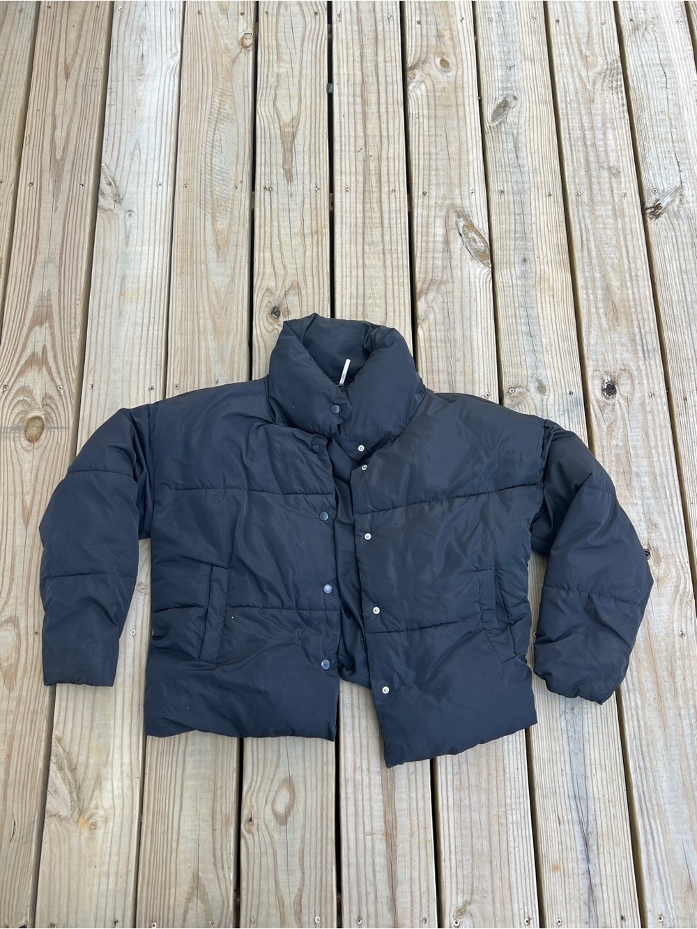 Free People Black Cropped Puffer Jacket